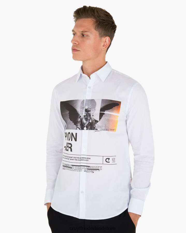 Heren overhemd met siva-print Cruyff 62R2P8887 wit shirt